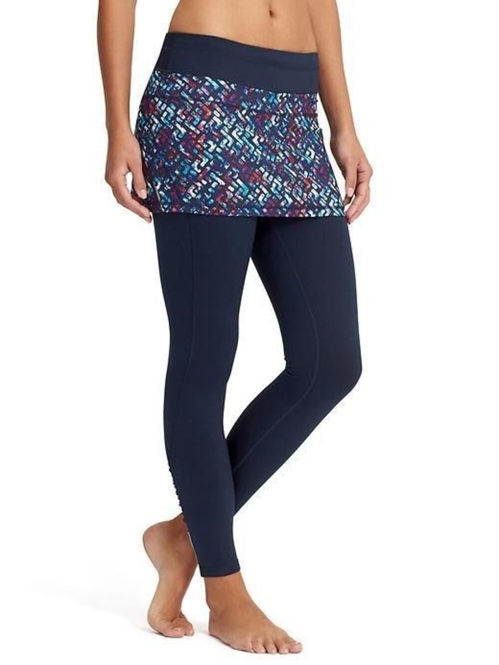 Athleta Blue 2 in 1 Skirt Pants Leggings Stretch size Small Modesty